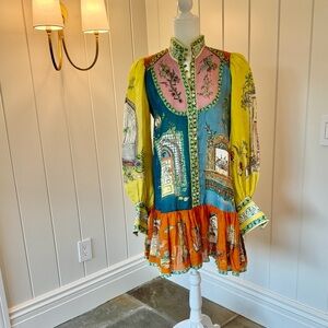 Alemais Monte Dress Size:2 Colorful Long Sleeve Dress with Button Details